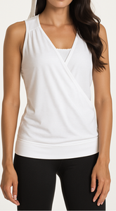 Drop Needle Drape Top - White